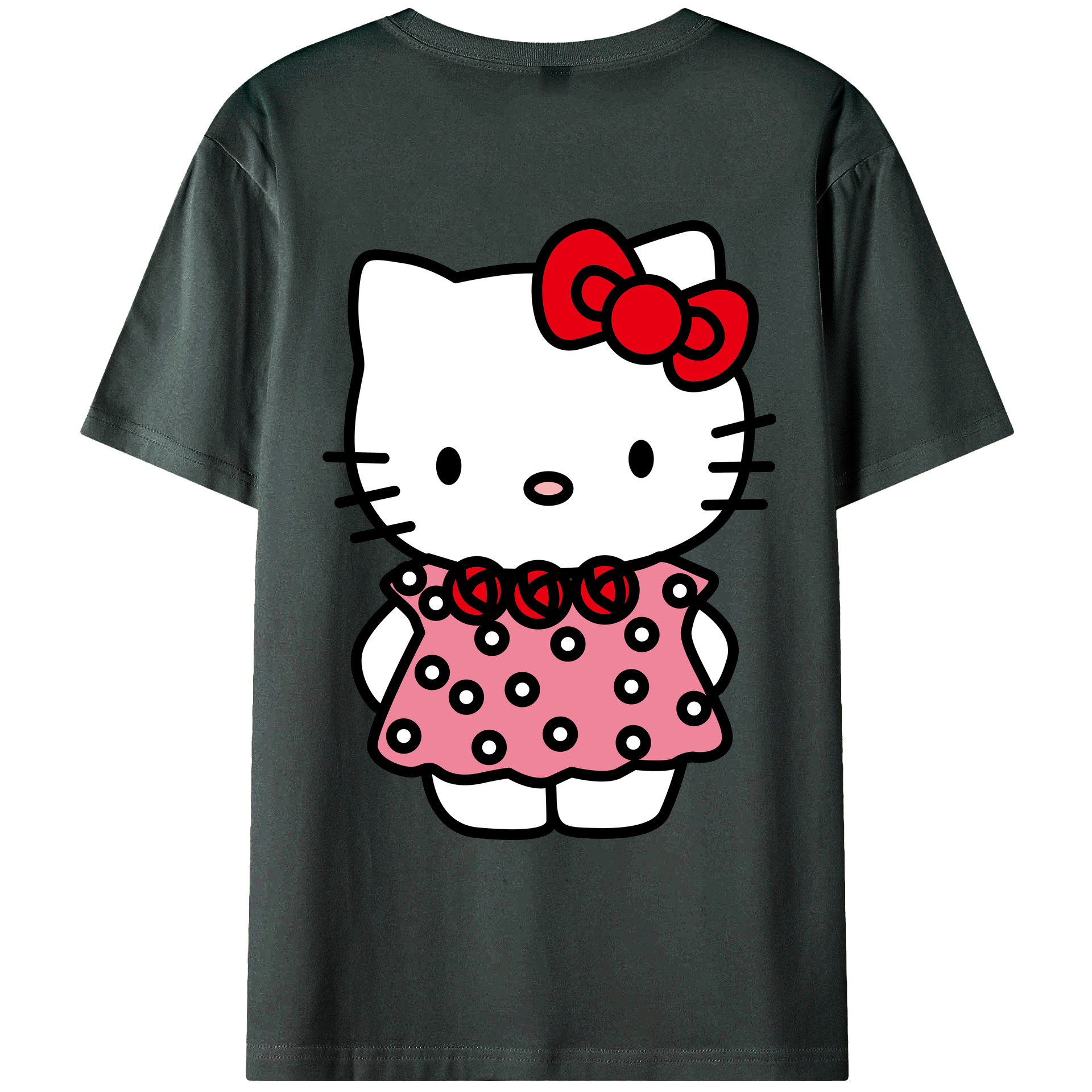 （画像用） Hello Kitty ハローキティ 綿100％ メンズ半袖Tシャツ（バックプリント） 通気性